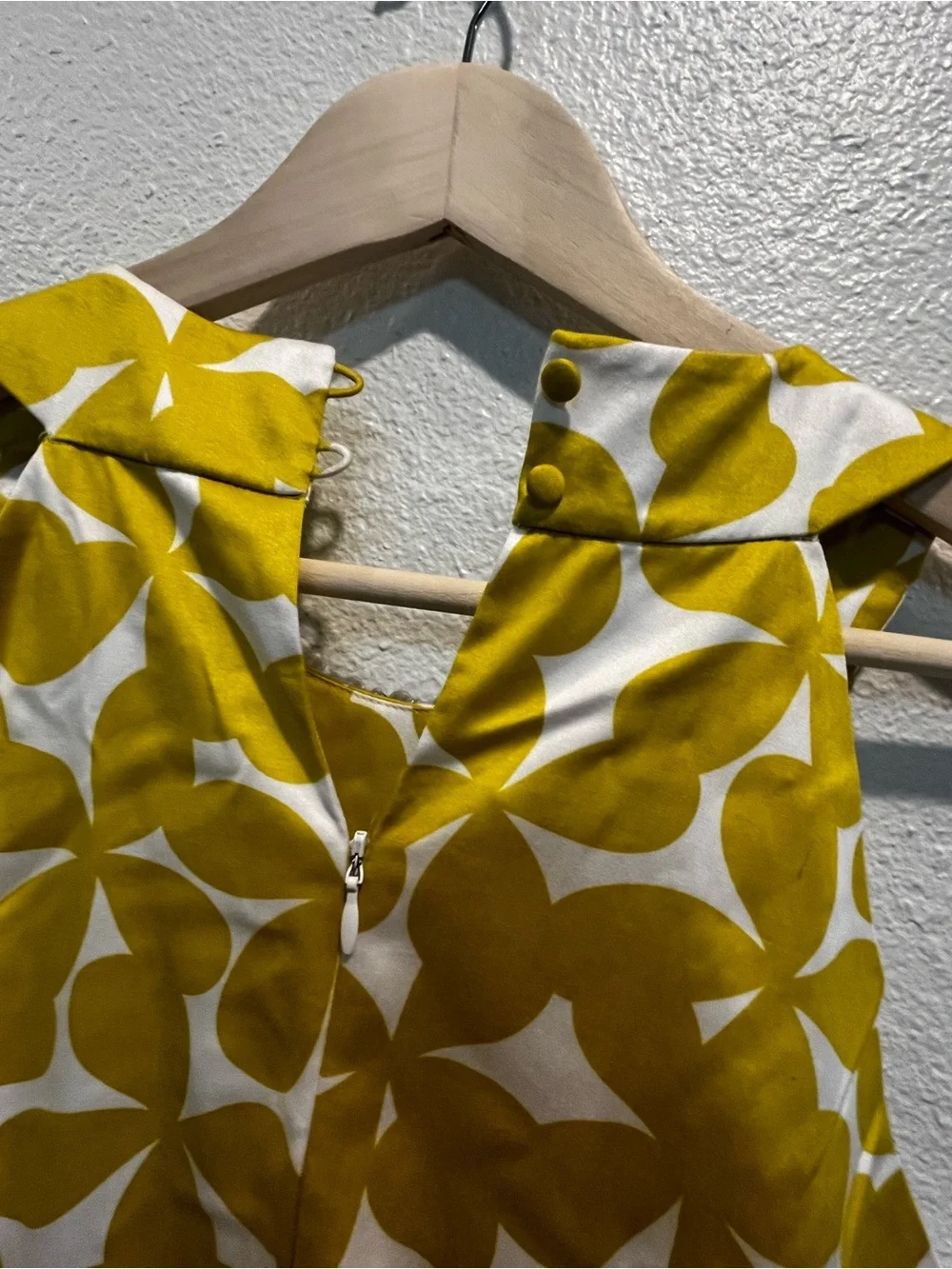 INC International Concepts Yellow and White Printed‎ Dress with Beaded Collar